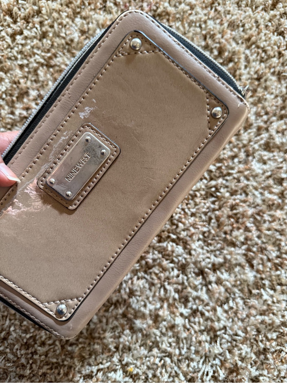 Nine West Taupe Leather Zip-Around Phone Wallet - Picture 2 of 4